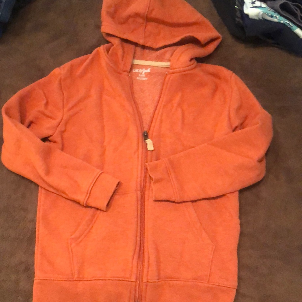 Cat & Jack Orange Zip-Up Hoodie with Ribbed Cuffs